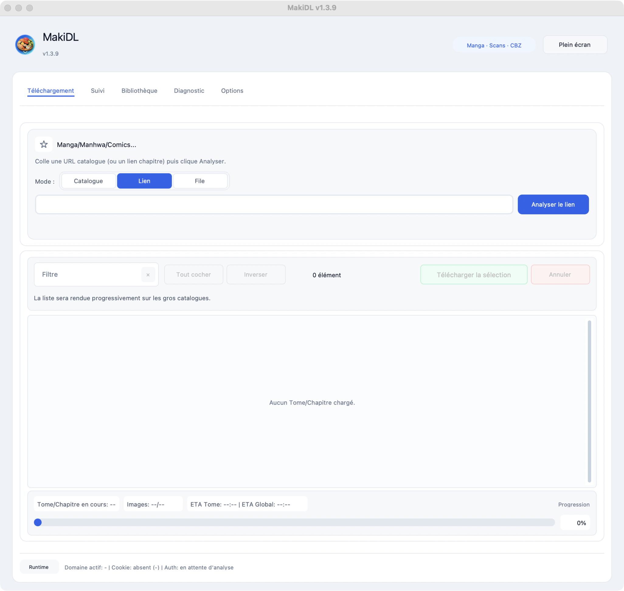 Mode Lien, bouton Analyser le lien