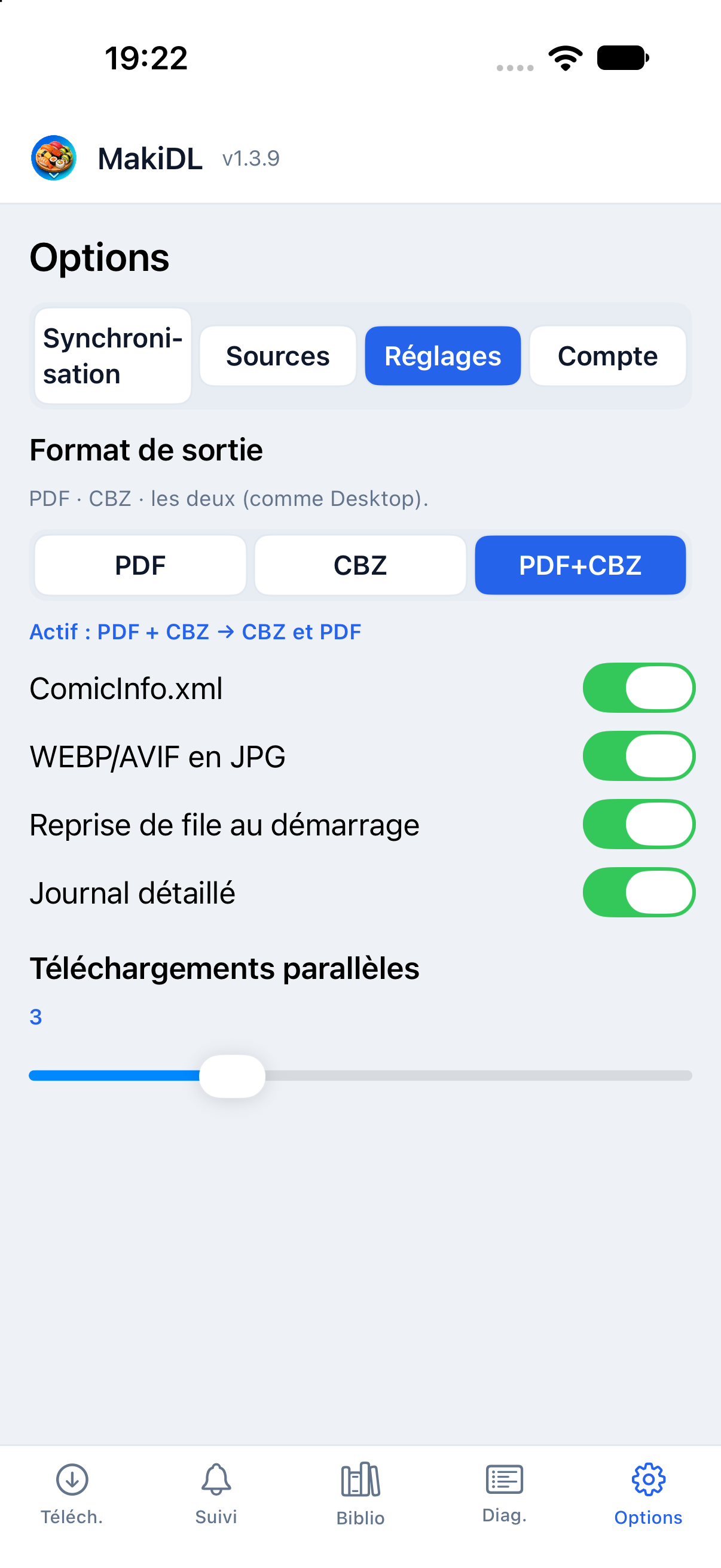 Réglages du format sur iPhone